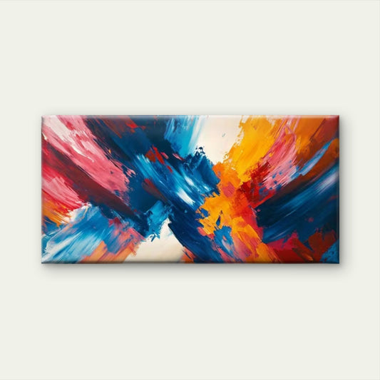 Vibrant Abstract Energy Burst Wall Art Canvas Office Home Room Framed 120x60cm