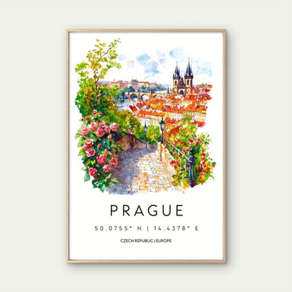 Prague Czech Republic European Prague Landscape Travel Poster Print Wall Art