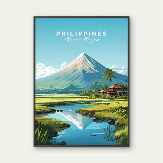 Majestic Mount Mayon in the Philippines Travel Poster Print Wall Art