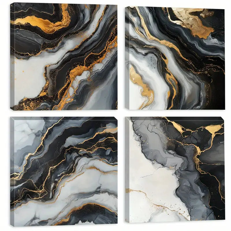 4pcs Luxury Marble Design   Wall Art Canvas Framed