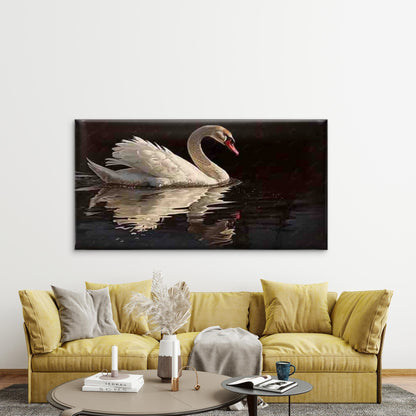 Featuring a White Swan Wall Art Canvas Office Home Room Framed 120x60cm