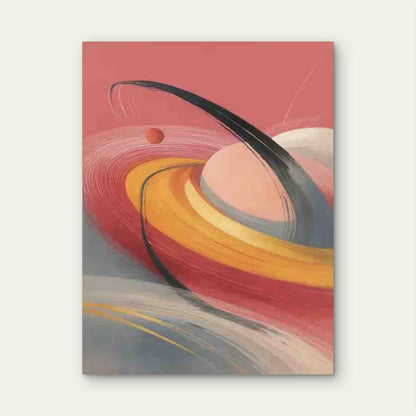 Retro Cosmic Orbit 60x90cm Metal Print Ready to Hang