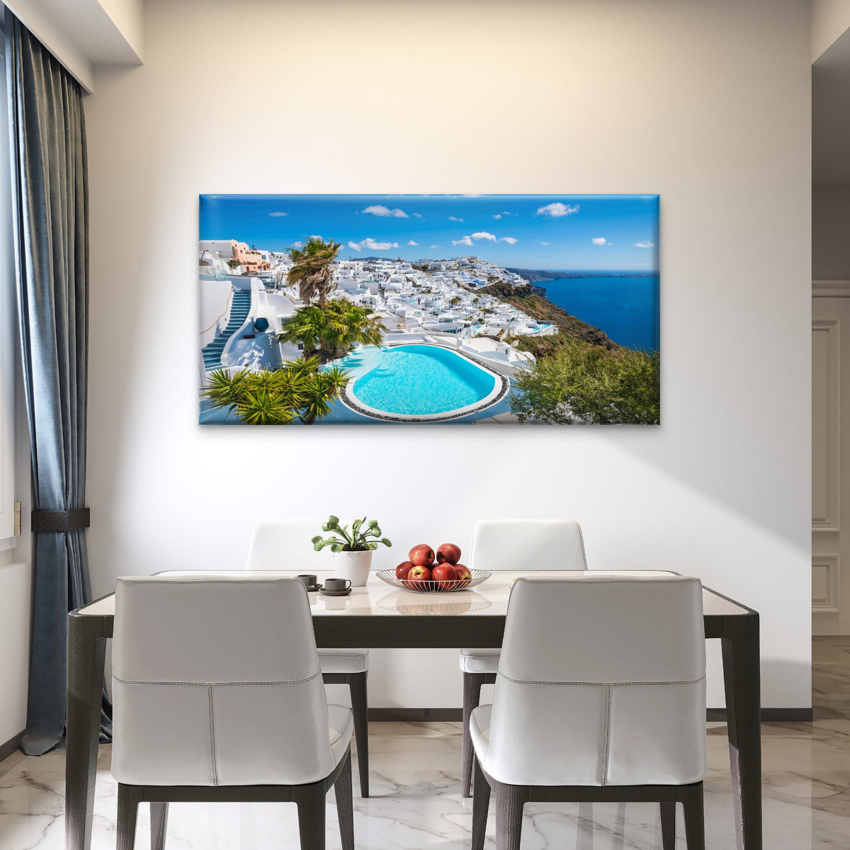 Sunlit Cliffside Pool Wall Art Canvas Office Home Room Framed 120x60cm