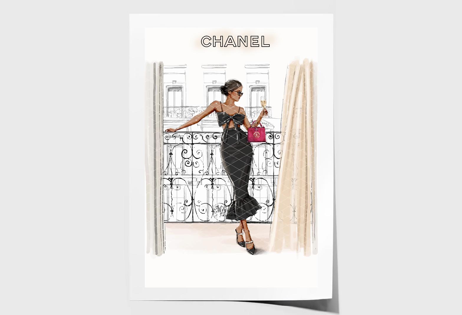 Luxury Fashion Store with Lady Wall Art Limited Edition High Quality Print Unframed Roll Canvas None