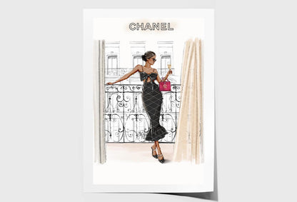 Luxury Fashion Store with Lady Wall Art Limited Edition High Quality Print Unframed Roll Canvas None