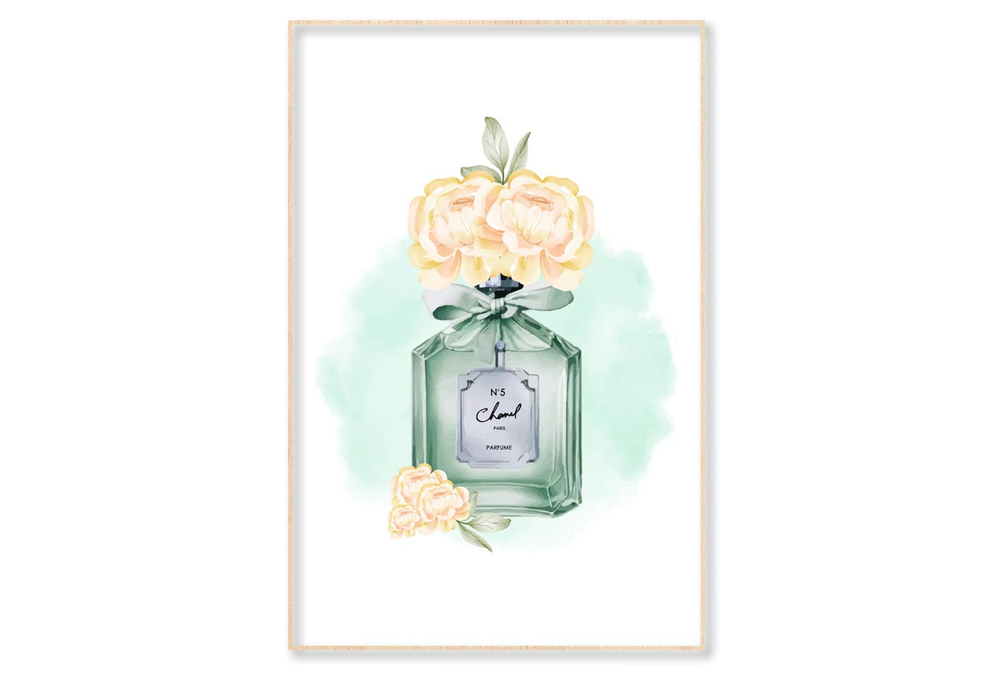 Green Luxury Perfume Wall Art Limited Edition High Quality Print Canvas Box Framed Natural