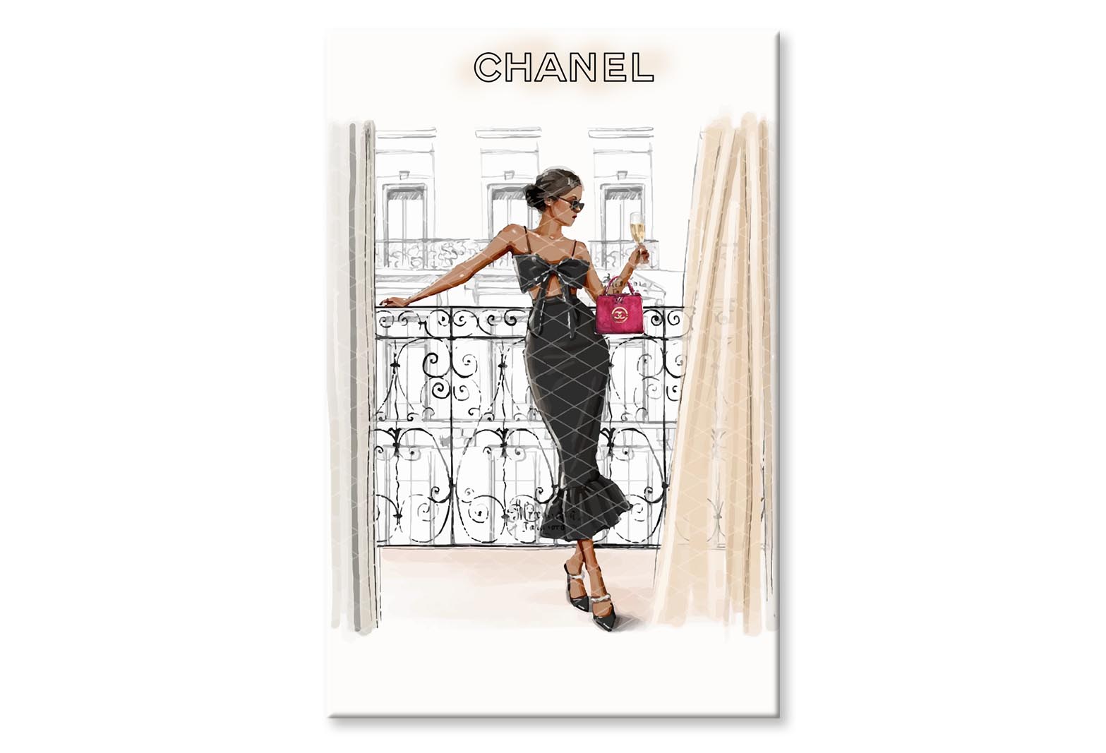 Luxury Fashion Store with Lady Wall Art Limited Edition High Quality Print Stretched Canvas None