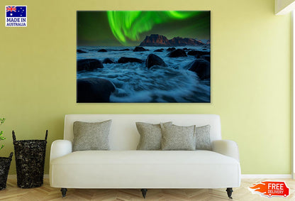 Aurora Rising Above A Mountain Print 100% Australian Made