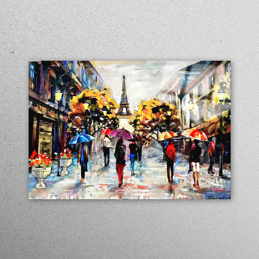 Eiffel Tower Rainy Day Acrylic Glass Print Tempered Glass Wall Art 100% Made in Australia Ready to Hang