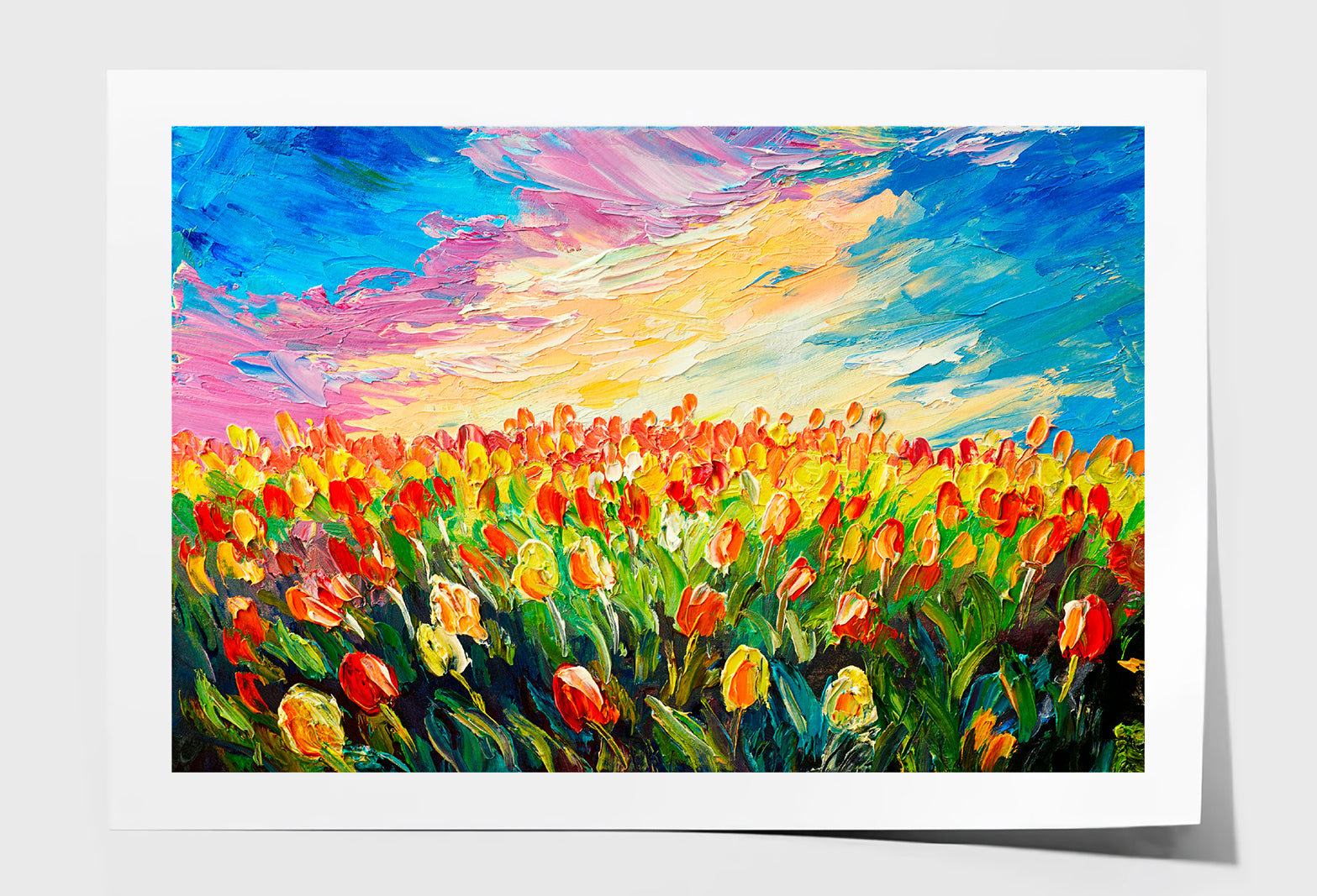 Tulip Flowers Meadow Oil Painting Wall Art Limited Edition High Quality Print Unframed Roll Canvas None