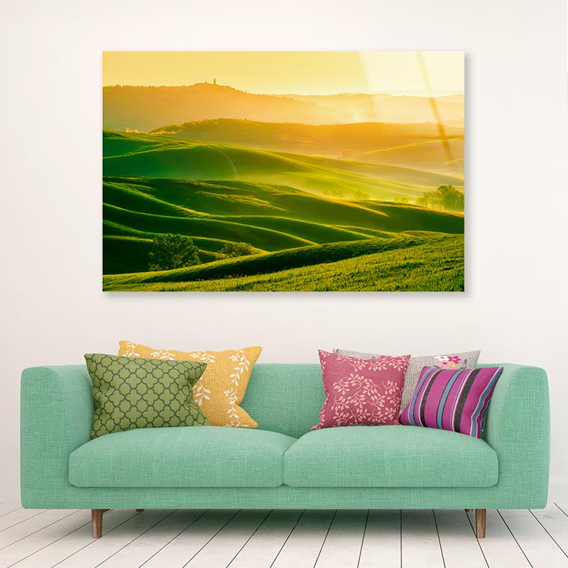 Waves Hills with Mountains Acrylic Glass Print Tempered Glass Wall Art 100% Made in Australia Ready to Hang