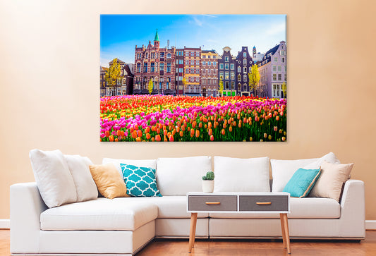 Buildings Tulips Amsterdam Wall Art Decor 100% Australian Made