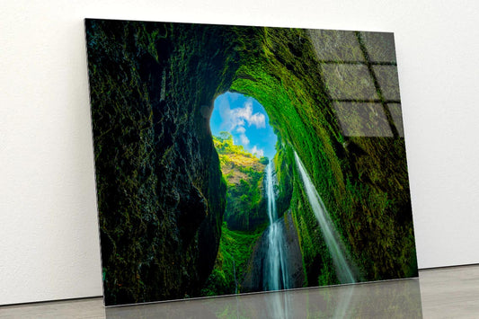 Beautiful Waterfalls in Sunny Day Indonesia Acrylic Glass Print Tempered Glass Wall Art 100% Made in Australia Ready to Hang