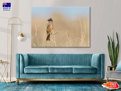 A Bird Perched On a Branch Close-up View Print 100% Australian Made