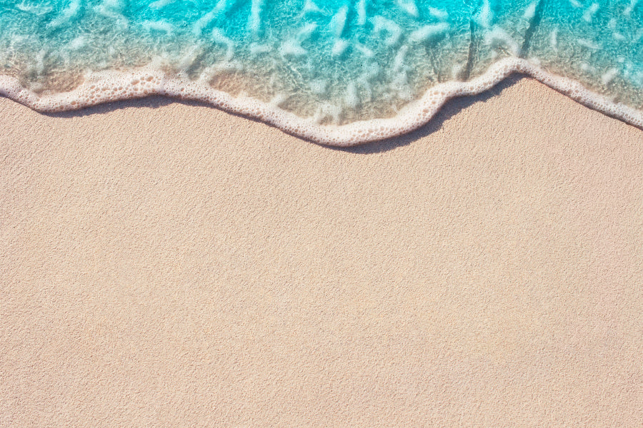 Soft Wave of Blue Ocean on Sandy Beach, Background  Selective Focus  Wall Art Decor 100% Australian Made