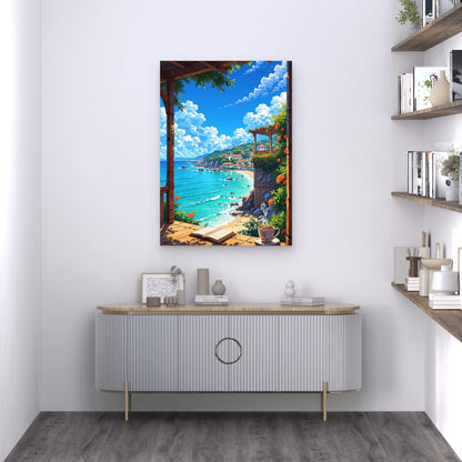 Mediterranean Coast Sea View 40x60cm Metal Print Ready to Hang