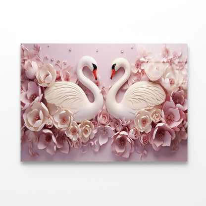 Two Colorful Floral Swans Acrylic Glass Print Tempered Glass Wall Art 100% Made in Australia Ready to Hang