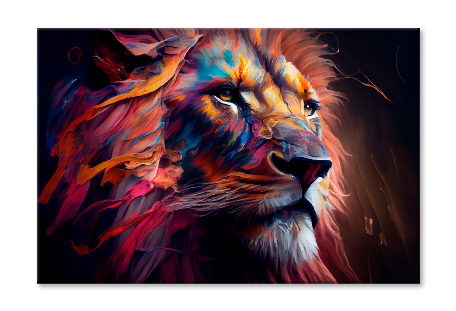 Lion Colorful Oil Painting Limited Edition High Quality Print Stretched Canvas None