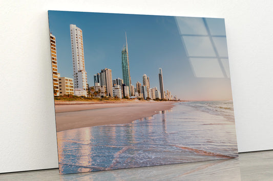 Shore of Mermaid Beach Australia Acrylic Glass Print Tempered Glass Wall Art 100% Made in Australia Ready to Hang