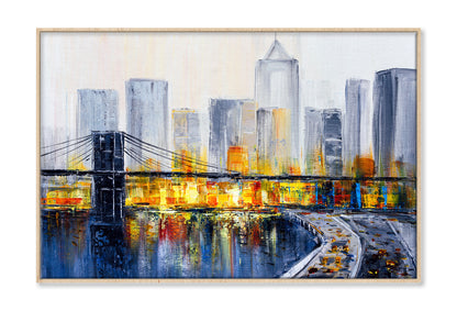 Brooklyn Bridge New York City Oil Painting Wall Art Limited Edition High Quality Print Canvas Box Framed Natural