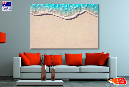 Soft Wave of Blue Ocean on Sandy Beach, Background  Selective Focus  Wall Art Decor 100% Australian Made