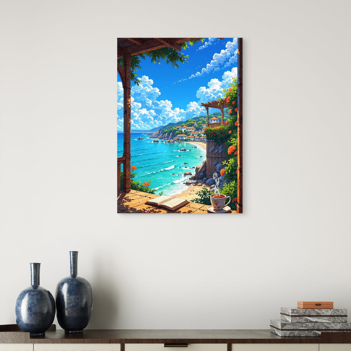 Mediterranean Coast Sea View 40x60cm Metal Print Ready to Hang