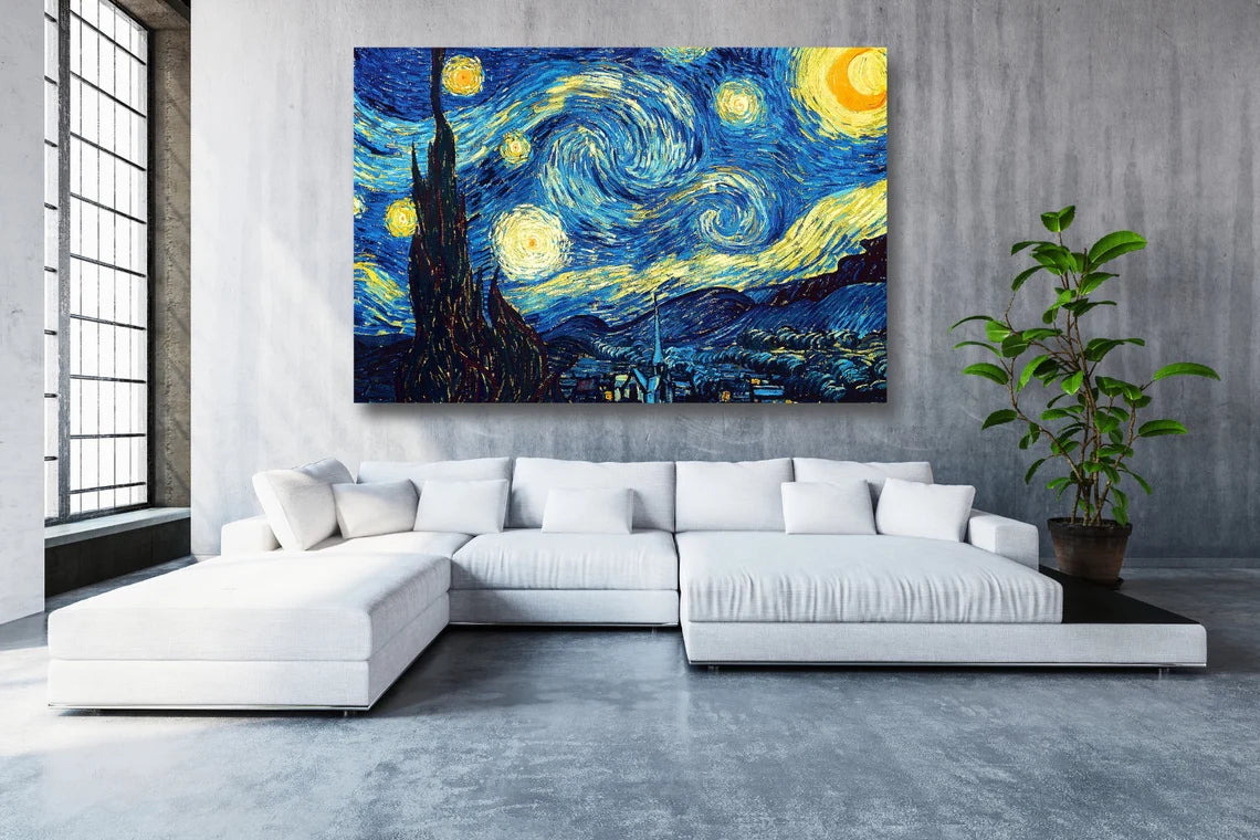 Vincent Van Gogh, Starry Night Acrylic Glass Print Tempered Glass Wall Art 100% Made in Australia Ready to Hang