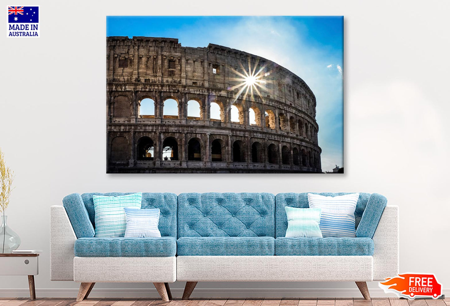 Sky & Views of The Coliseum Rome Wall Art Decor 100% Australian Made