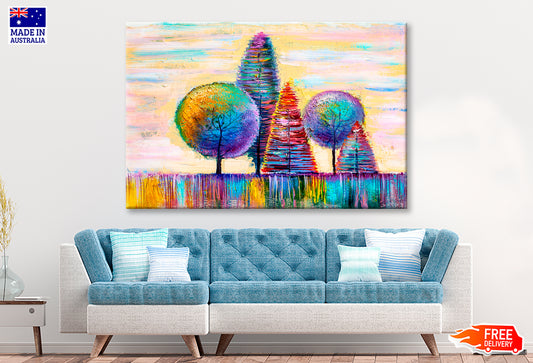 Autumn Shape Trees Oil Painting Wall Art Limited Edition High Quality Print