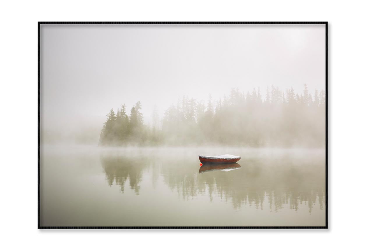 Boat On the Lake at Morning Fog Home Decor Premium Quality Poster Print Choose Your Sizes