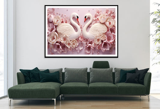 Two Colorful Floral Swans Home Decor Premium Quality Poster Print Choose Your Sizes