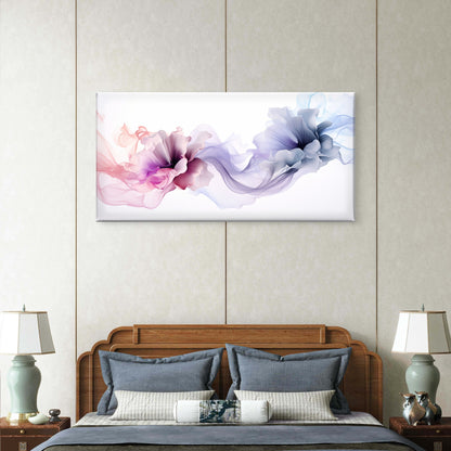 Purple Smoke Silk Flower Wall Art Canvas Office Home Room Framed 120x60cm