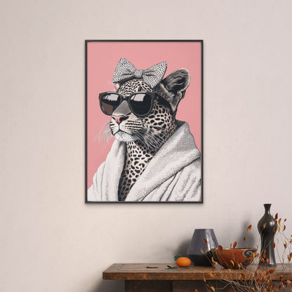 Stylish Leopard with Spa Robe Fashion Home Decor Premium Quality Poster Print Choose Your Sizes - Bella Home Decor