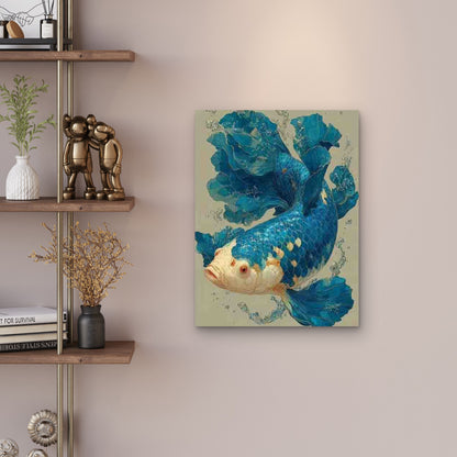 Blue White Siamese Fighting Fish 60x90cm Metal Print Ready to Hang