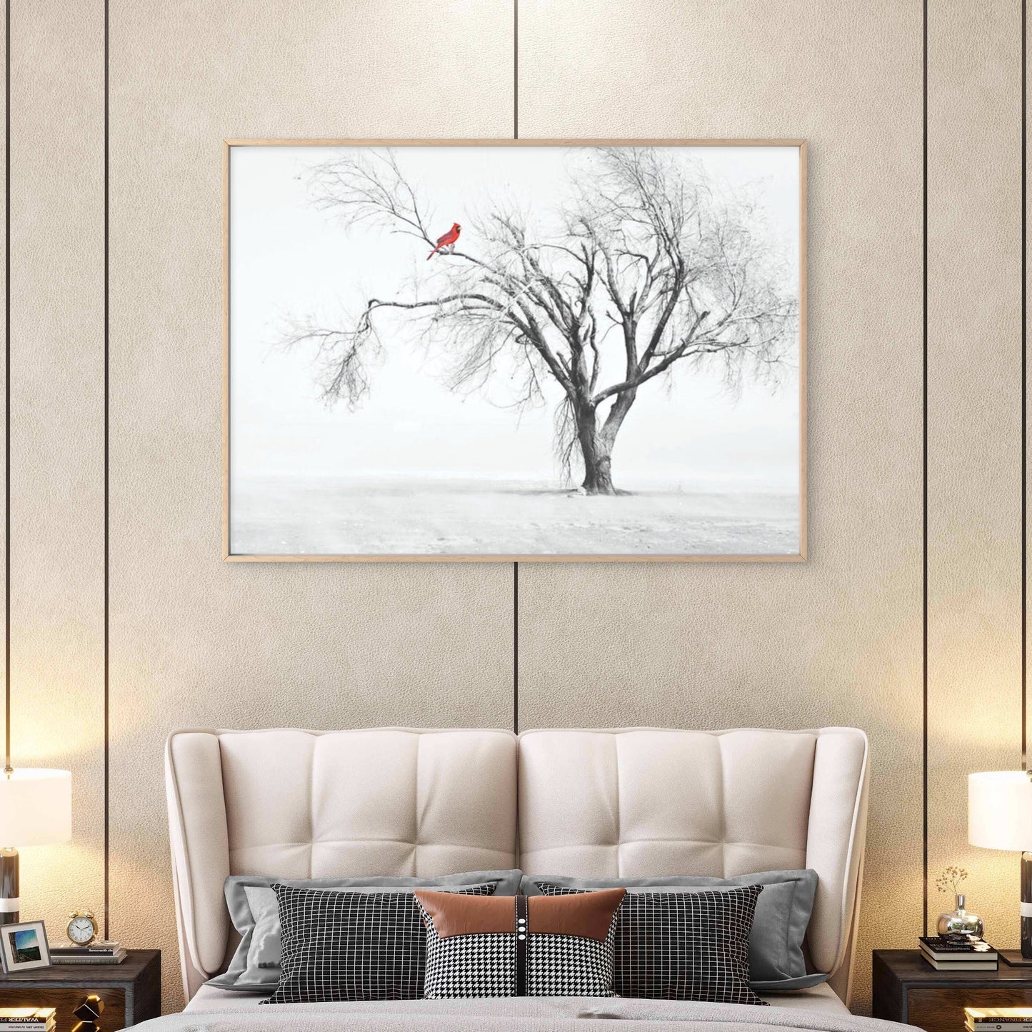 Red Bird Forest trees Modern Canvas Painting Print Picture