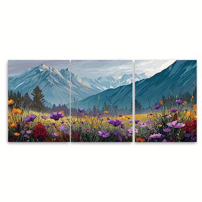 3pcs Nature-Inspired Floral & Wildflower DesignMetal Print Ready to Hang Art