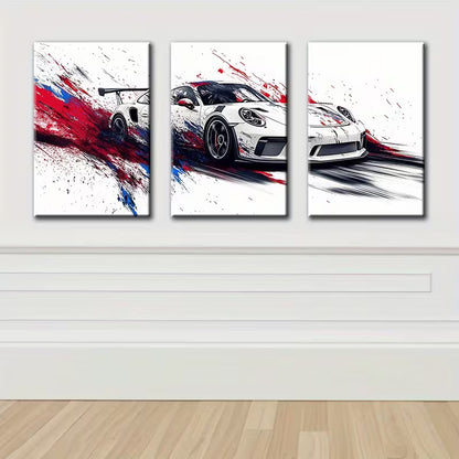 3pcs Luxurious Racing car Wall Art Set Canvas Framed 40x60cm - High Quality Print 100% Australian Made Wall Canvas Ready to Hang