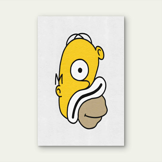 Minimalist Yellow Cartoon Portrait 60x90cm Metal Print Ready to Hang