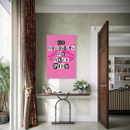 Collage-Style Text With Pink Lips Metal Print Ready to Hang