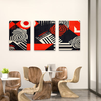 3pcs Bold Abstract Geometric Pattern Metal Print Ready to Hang Art