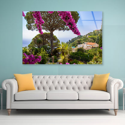 Umbrella Pine Tree and Flowers Acrylic Glass Print Tempered Glass Wall Art 100% Made in Australia Ready to Hang