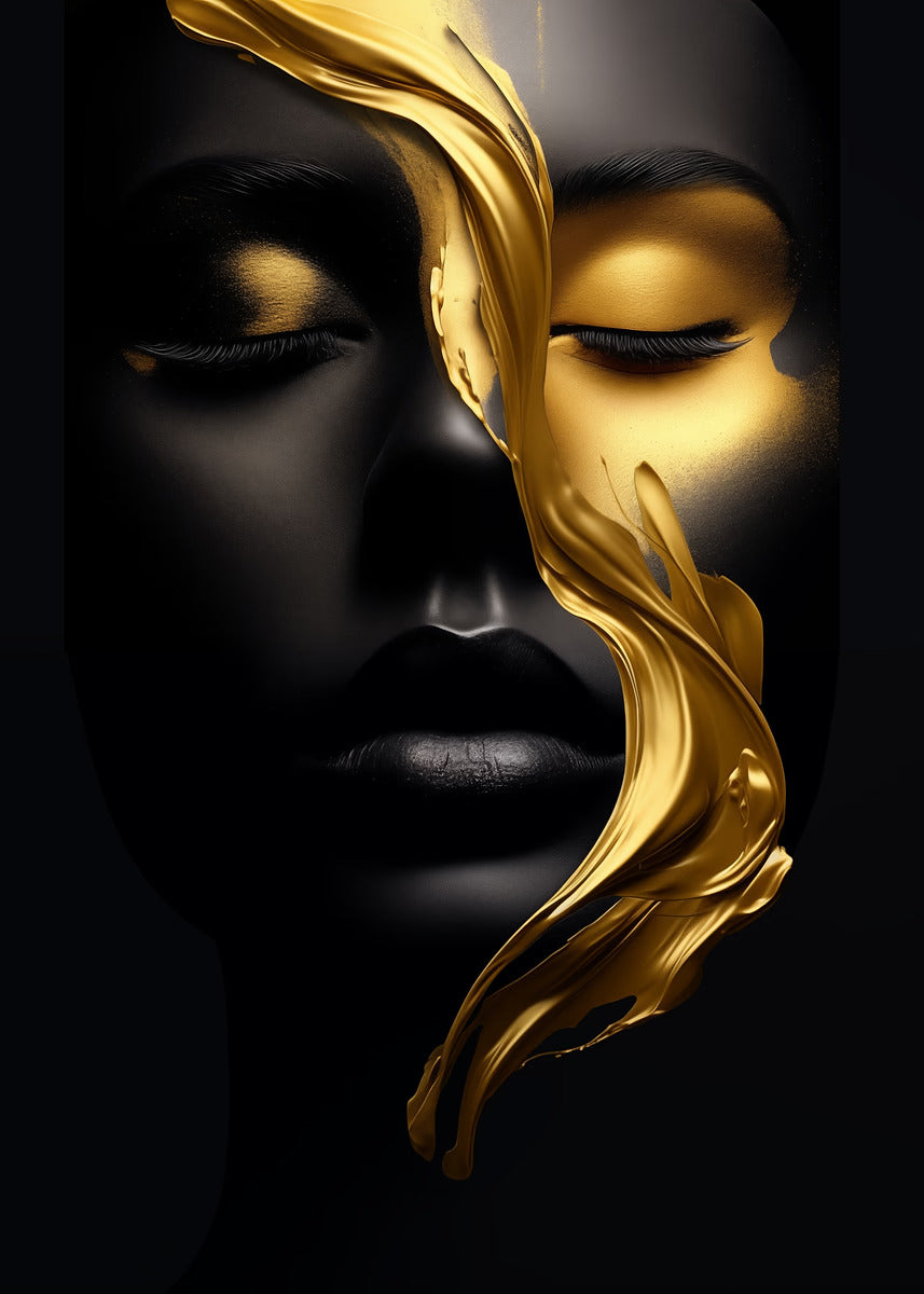 Black Gold Luxury Diva Woman Face Fashion Home Decor Premium Quality Poster Print Choose Your Sizes - Bella Home Decor