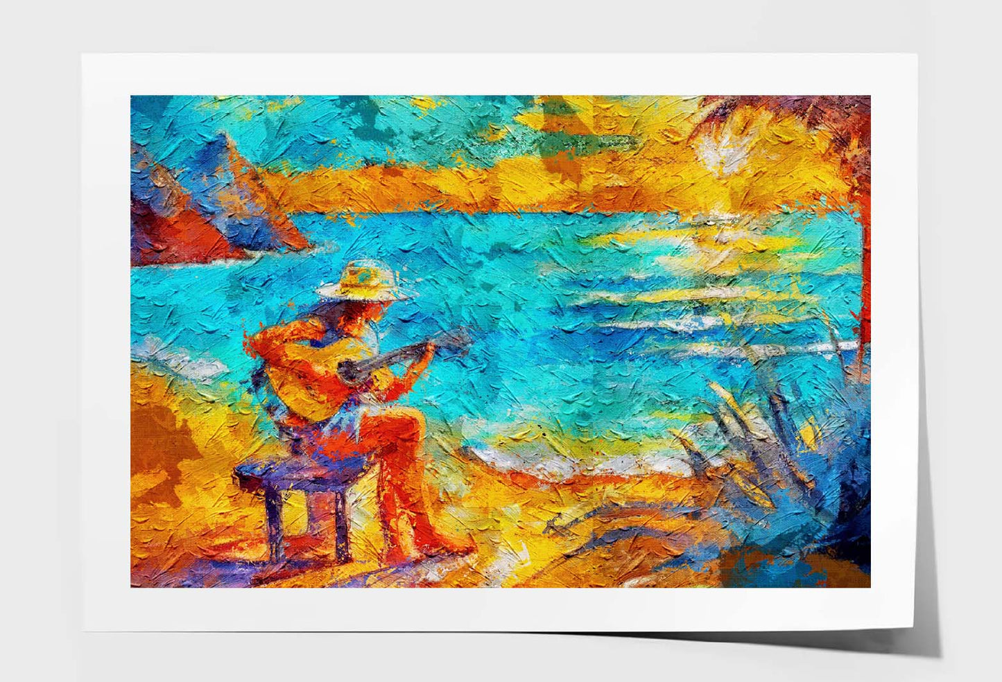 Girl Playing Guitar On The Beach Wall Art Limited Edition High Quality Print