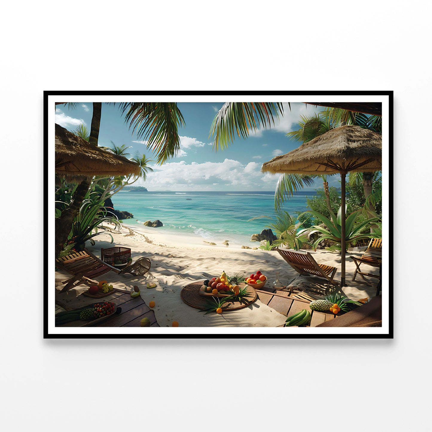 Beach with Palm Trees View Home Decor Premium Quality Poster Print Choose Your Sizes