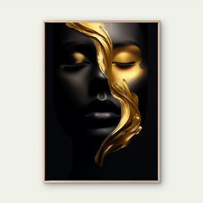 Black Gold Luxury Diva Woman Face Fashion Home Decor Premium Quality Poster Print Choose Your Sizes - Bella Home Decor