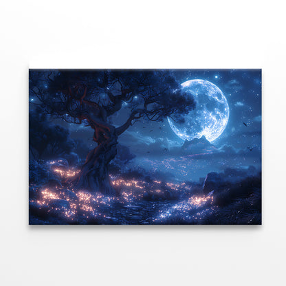 A Tree with Lights in the Background Print 100% Australian Made