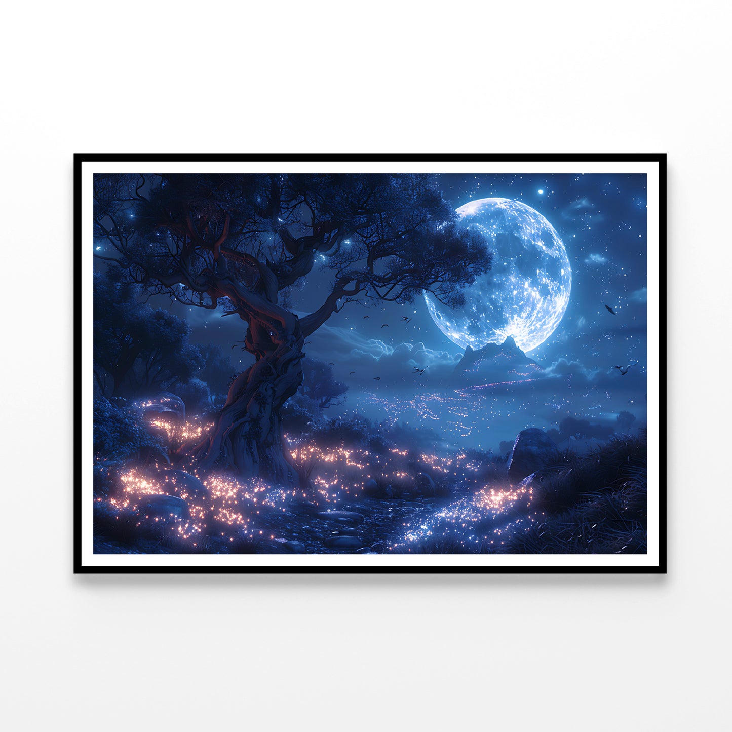 A Tree with Lights in the Background Home Decor Premium Quality Poster Print Choose Your Sizes