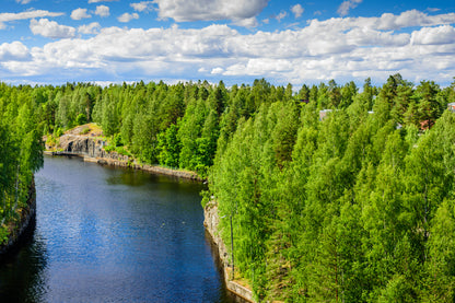 Saimaa Canal Near Lappeenranta Glass Framed Wall Art, Ready to Hang Quality Print