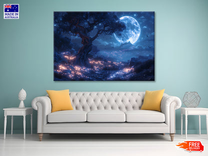 A Tree with Lights in the Background Print 100% Australian Made