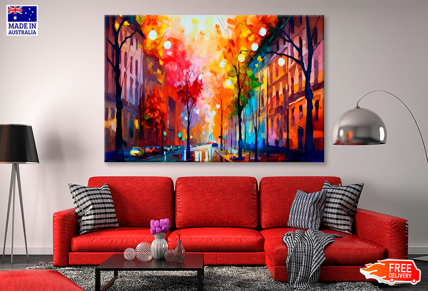 City In Autumn, Scenic Landscape With A Pleasant Trees Oil Painting Limited Edition High Quality Print